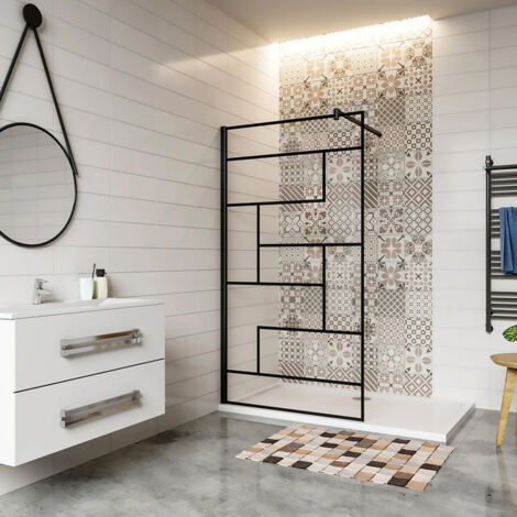 AICA paroi de douche 90x200cm paroi de douche à l'italienne en 8mm verre anticalcaire style moderne avec une barre extensible