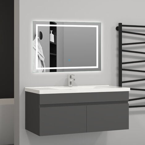 Meuble de salle de bain vasque déportée 2 tiroirs OLYMPE et miroir Led STAM  ciment (gris) 80 cm COSYNEO - VENOLYMPE80STAMCIM - COSYNEO -  VENOLYMPE80STAMCIM