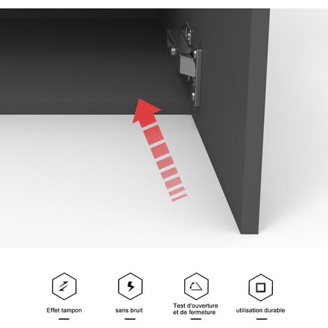 Aica Sanitaire 99(L)x45(W)x40cm(H)cm Meuble salle de bain anthtacite 2 portes avec une vasque à suspendre