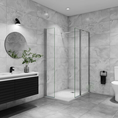AICA paroi de douche avec retour pivotant 80+40x200cm avec une barre extensible paroi de douche pivotante 45x200cm verre 8mm securit anticalcaire (1/5)
