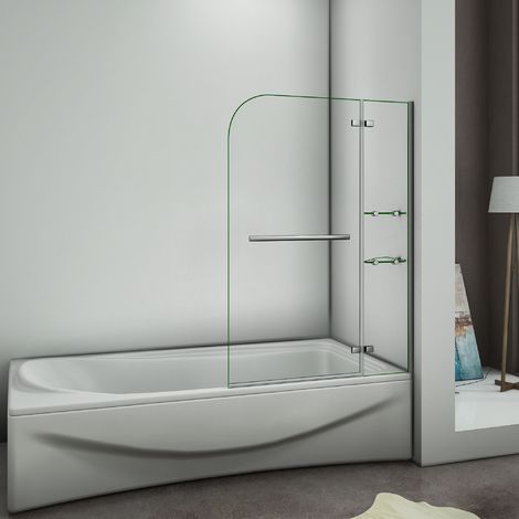 Pare baignoire 90x140cm verre anticalcaire AICA écran de baignoire avec les étages en verre securit