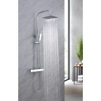 AICA colonne de douche pour douches de plain-pied avec douchette thermostatique à effet pluie, ensemble de douche réglable en hauteur
