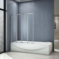Pare baignoire 4 volets pivotants, écran de douche 100x140cm en 4mm verre securit et transparent