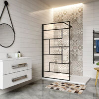 Aica Sanitaire – Paroi de douche 90x200cm – Verre anticalcaire 8mm – Profilé aluminium noir mat – Installation gauche/droite – Pour douches à l'italienne