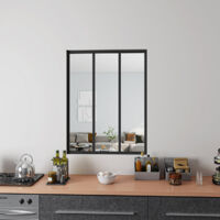 Aica Sanitaire – Verrière intérieure en aluminium noir mat 93x108cm – Vitrage en verre trempé 4mm – Résistante aux détergents – Montage facile
