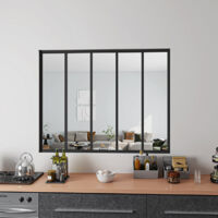Aica Sanitaire – Cloison verrière en aluminium noir mat 153x108cm – Vitrage en verre trempé 4mm – Résistante aux détergents – Montage facile