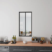 Aica Sanitaire – Cloison verrière en aluminium noir mat 63x108cm – Vitrage en verre trempé 4mm – Résistante aux détergents – Montage facile avec accessoires