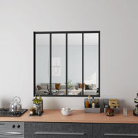 Aica Sanitaire – Cloison verrière en aluminium noir mat 123x108cm – Vitrage en verre trempé 4mm – Résistante aux détergents – Montage facile avec accessoires
