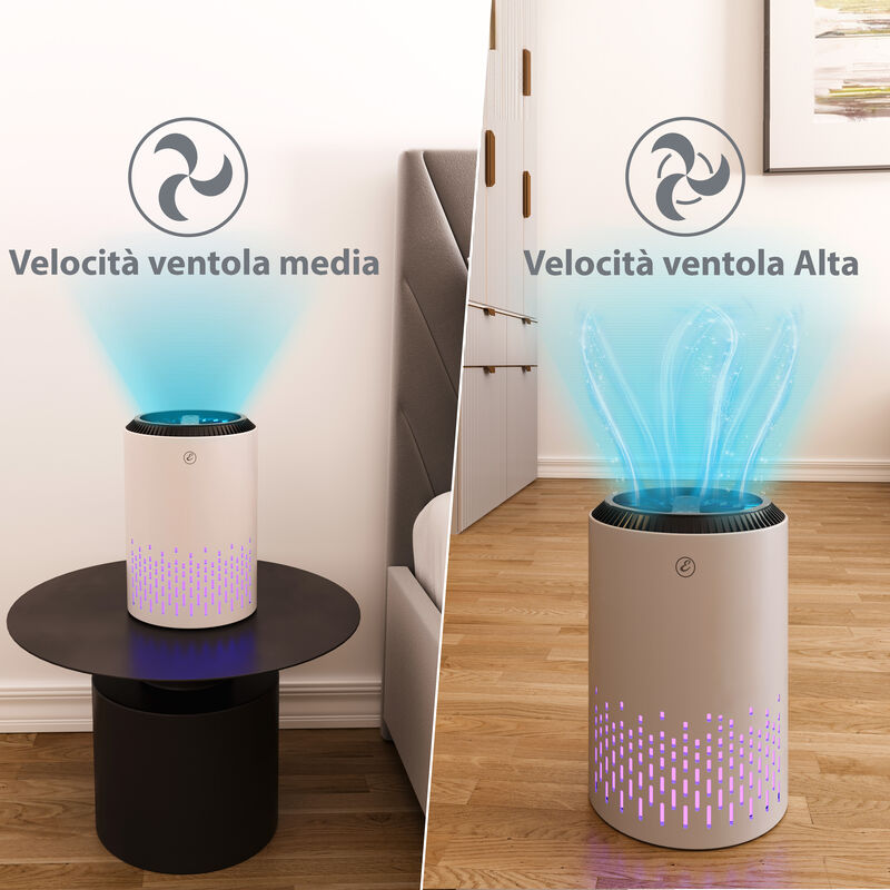 Purificatore D'Aria Portatile Air Purifier Filtro HEPA Elimina Odori con  Timer