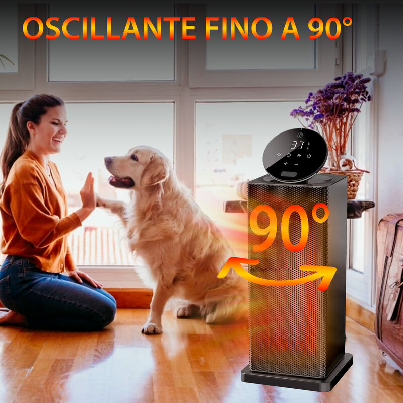 Stufetta Elettrica 2000W PTC - Termoventilatore Con Telecomando, Oscillazione, Timer 24h, Modalità ECO, Sicurezza - Foto 11
