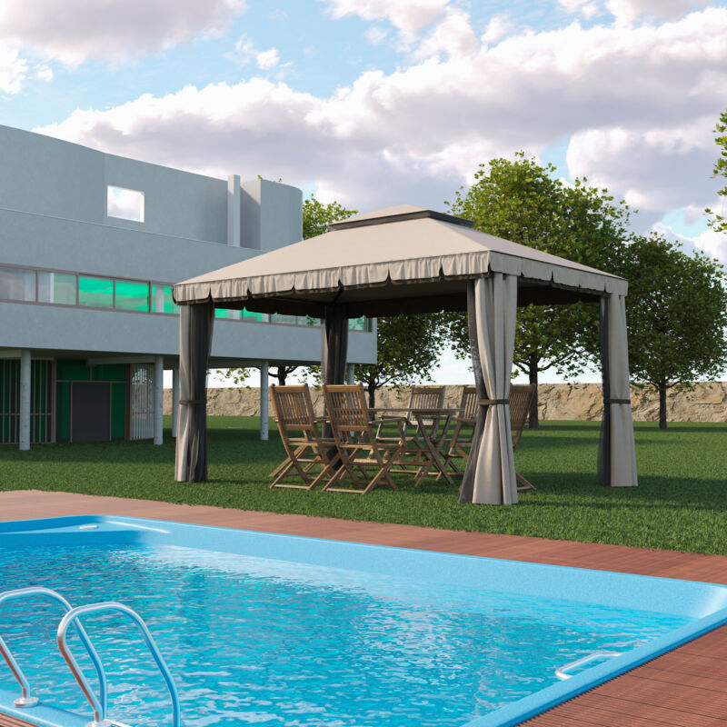 Gazebo Da Giardino 3x4m Con Tende Laterali - Struttura Acciaio Robusta, Telo Impermeabile 180g/m² - Ideale Per Esterno, Piscina E Feste - Foto 10