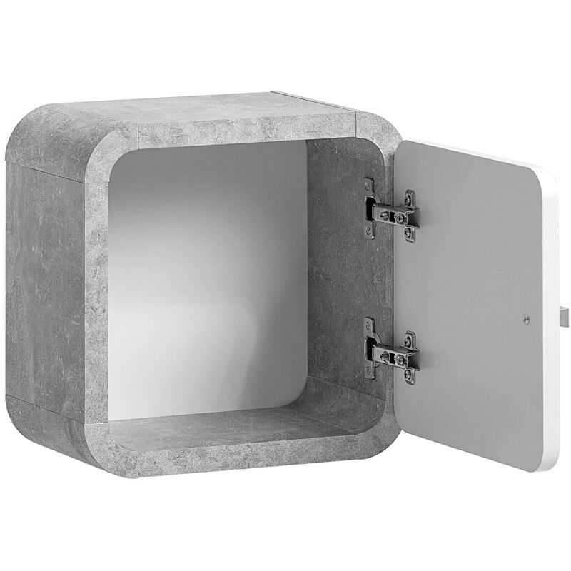 Mobile Balanegra Mobiletto da Ingresso Sospeso con Cassetto, Specchio e  Cubi Sospesi con Anta Arredo Arredamento Entratina 80 x 155 x 32 cm Colore  Bianco e Grigio Cemento