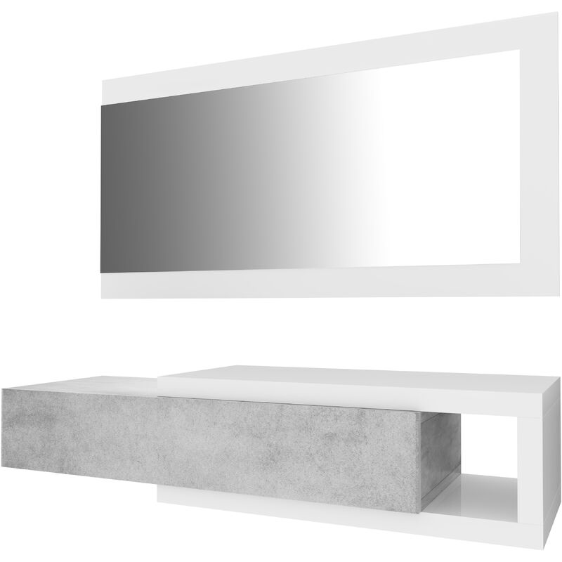 Mobile Ingresso Moderno Web Convenienza - Made In Italy, Colore Cemento, Struttura Bianca - Foto 4