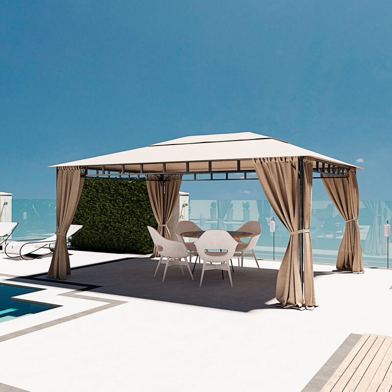 Tende Da Gazebo Impermeabili 4 Pannelli - Pareti Laterali Per Esterni Con Cerniera - Ricambio Universale Per Privacy Su Terrazzo E Giardino (3x3 M, Grigio) - 5