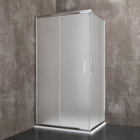 Box Doccia Quadrato In Cristallo Temperato Satinato da 6 mm Cabina Bagno 195 Cm H Con Ante Porte Scorrevoli Struttura Alluminio Anodizzato Maniglie in Acciaio Cromato Salinas (80 x 80 Cm) (1/5)
