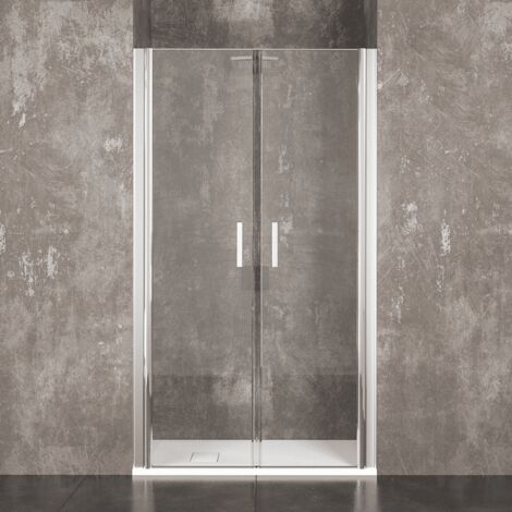 Box Doccia Saloon Sofia Porta Bagno Ante Con Apertura Battente In Cristallo Temperato Trasparente da 6 mm Altezza 190 cm Struttura Alluminio Anodizzato Maniglie In Acciaio Cromato (80 cm)