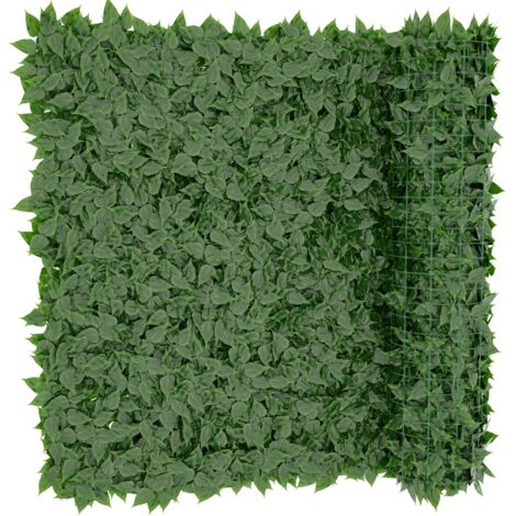 Siepe Finta Artificiale Ultra Coprente Anticaduta Rotolo Rete Frangivista Frangivento Ornamentale Foglia Edera Sintetica Per Ringhiera Terrazzo Balcone Giardino Recinzione Verde Scuro (2 x 6 Mt)