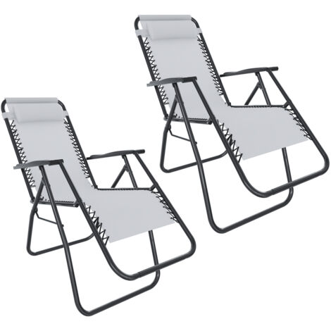 Set Di 2 Sedie Sdraio A Gravità Zero Da Giardino Poggiatesta Regolabile Sedia Pieghevole Oscillante Ergonomica Traspirante Zero Gravity Da Esterno Piscina Mare Portata Massima 120 Kg (Bianco) (1/5)