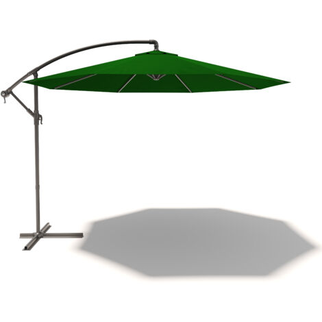 Ombrellone 3x3 M Decentrato Retrattile Braccio Rotabile 360° Chiusura Manovella Base A Croce Giardino Esterno Piscina Bar In Acciaio Inossidabile Telo 180 g/m2 Impermeabile Anti UV (Bianco) - Colore: