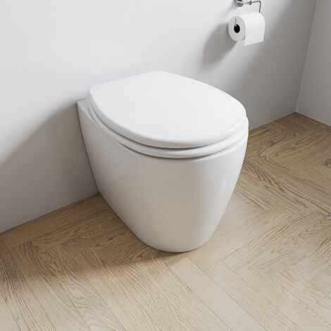 Sedile WC Copriwater In Legno MDF Tavoletta Universale Rapido Montaggio Adatta Per Tutti i WC Standard Portata Massima 150 Kg Facile Da Pulire Design Whittier 43 × 37.2 × 1.6 Cm Colore Bianco