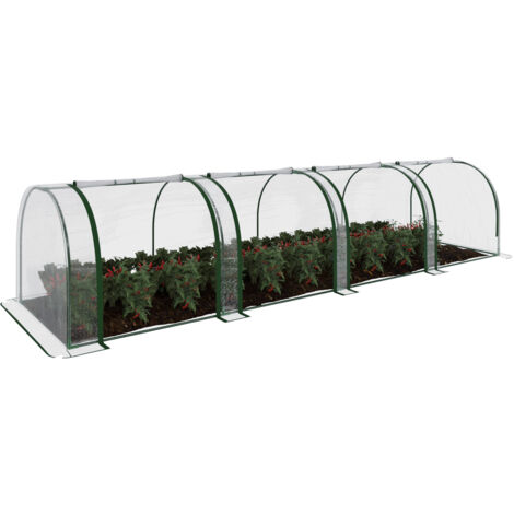 Serra A Tunnel in Acciaio Per Piante Fiori Orto Giardino Telo In PVC Trasparente Con 3 Porte Avvolgibili A Cerniera Protezione Piante Giardinaggio 295 x 100 x 80 Cm