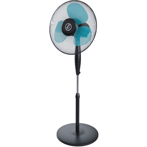 Ventilatore A Piantana Potente Da 50W Per Pavimento Pale Da 40 Cm Silenzioso 3 Velocità Oscillante Altezza e Inclinazione Regolabili Griglia Di Protezione Colore Nero e Azzurro