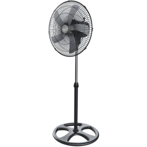 Ventilatore A Piantana Potente Da 75W Per Pavimento 5 Pale In Acciaio Da 42 Cm Silenzioso 3 Velocità Oscillante Altezza e Inclinazione Regolabili Griglia Di Protezione Design Mexicali Colore Nero