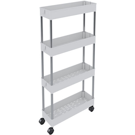 Elegante carrello a 3 ripiani in metallo, scaffale a 3 livelli, portaoggetti multifunzione con vassoi e ruote chiudibili, salvaspazio, per casa, cucina, camera da letto, bar (colore bianco