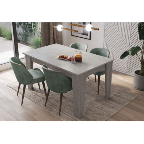 Tavolo da Pranzo Allungabile Da 140 A 200 Cm Gambe a Spillo Design Moderno 8 Posti In Melaminico Estensibile Con Guide In Metallo Cucina Salotto Soggiorno 200 x 90 x 78 Cm (Grigio Cemento)