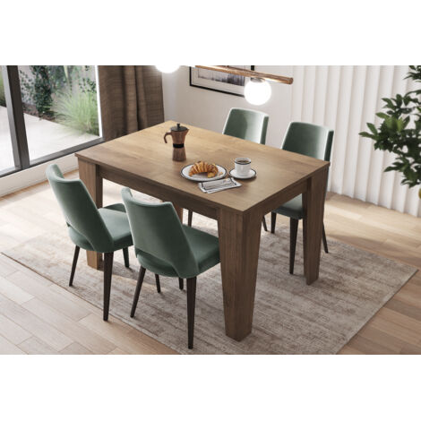 Tavolo da Pranzo Allungabile Da 120 A 160 Cm Gambe a Spillo Design Moderno 6 Posti In Melaminico di Alta Qualità Estensibile Con Guide In Metallo Cucina Salotto Soggiorno 160 x 90 x 78 Cm (Noce)