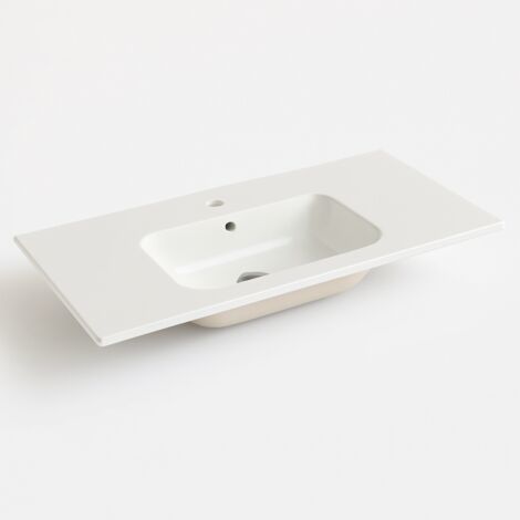 Lavabo Da Incasso Rettangolare Lavandino Bagno In Ceramica Design Moderno Elegante Per Top Bagno 71 x 46 cm Bianco