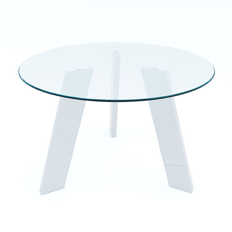 Tavolino tondo bianco piedi in legno tavolo moderno design casa ufficio salotto 