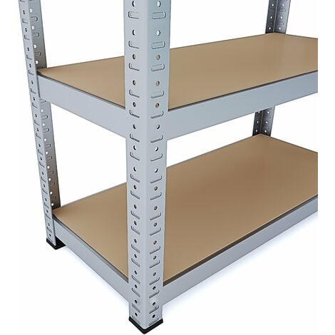 2 Scaffali In Metallo E MDF Scaffale Ad Alta Portata Fino a 875 kg Con 5 Ripiani Regolabili Ideale Per Garage Officina Cantina Capannone Magazzino Design Modulare 180 x 90 x 40 cm