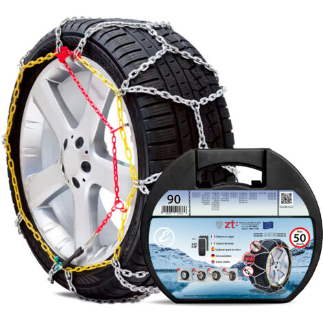 Catene Da Neve In Metallo 9 mm Omologate TUV e GS Onorm Montaggio Rapido Per Auto Macchina Furgone SUV Con Tensionatore Autobloccante (Misura 90)