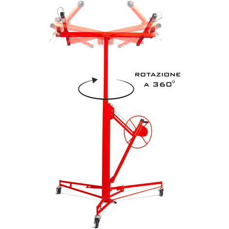 Sollevatore Pannelli Per Cartongesso Alzalastre Professionale Pieghevole  Regolabile In Altezza XXL 140-350 cm Altezza Di Lavoro Alzapannelli Rosso  Con