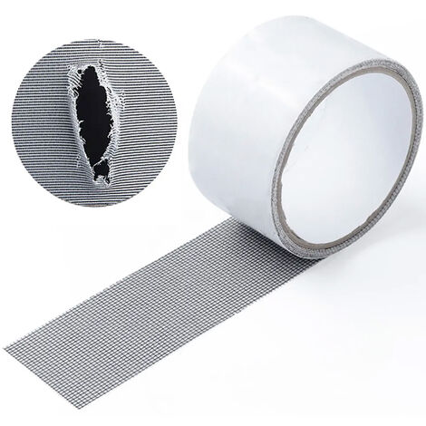 Set da 2 Nastro Ripara Zanzariere Adesivo Per Riparare Zanzariera Kit Riparazione In Fibra Di Vetro Per Tenda Finestra Porta 5 x 200 Cm Colore Grigio