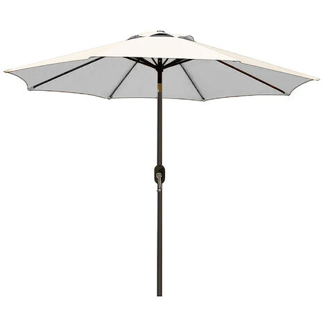 Ombrellone 3x3 M Decentrato Retrattile Braccio Rotabile 360° Chiusura Manovella Base A Croce Giardino Esterno Piscina Bar In Acciaio Inossidabile Telo 180 g/m2 Impermeabile Anti UV (Bianco) - Misura: (1/4)
