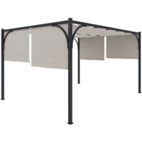 Gazebo Pergola 3x4 M Pergolato Tetto Scorrevole Telo Colore Bianco Impermeabile Retrattile Richiudibile Struttura Bianca Acciaio Giardino Terrazzo Piscina Esterno Campeggio Design Elegante Moderno - M