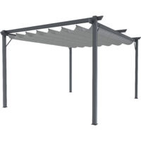 Gazebo Pergola 3 x 4 M Pergolato Con Telo Bianco Impermeabile Retrattile Richiudibile Struttura In Acciaio Bianco Per Giardino Terrazzo Piscina Esterno Fiere Campeggio Design Elegante Moderno - Colore