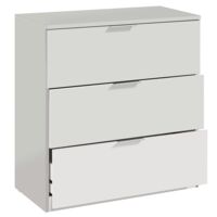 Cassettiera 3 Cassetti Comodino Senza Piedi Comò Mobile Camera da Letto Salvaspazio Finitura Antigraffio Design Minimal Moderno Arredo Casa Studio Lavanderia Corridoio 77 x 38 x 80 Cm Bianco