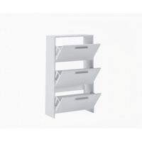 Scarpiera salvaspazio 3 Ante A Ribalta Moderna Maniglie In Alluminio Mobile Ingresso Slim Salvaspazio Per Scarpe Portascarpe Design Minimal 115 x 68.5 x 20 Cm Bianco