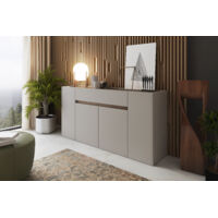Credenza Moderna Madia In Melaminico Con 4 Ante E 1 Cassetto Mobile Contenitore Sala da Pranzo Soggiorno Design Senza Maniglie Elegante Capiente 170 x 85 x 40 cm Noce Chiaro