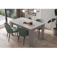 Tavolo da Pranzo Allungabile Da 140 A 200 Cm Gambe a Spillo Design Moderno 8 Posti In Melaminico Estensibile Con Guide In Metallo Cucina Salotto Soggiorno 200 x 90 x 78 Cm (Grigio Cemento)