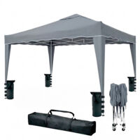 Gazebo Pieghevole 3x4 M in Acciaio con Telo Idrorepellente 160 g/m² Anti-UV Struttura Robusta Apertura Rapida a Fisarmonica con Borsa e 4 Sacche Zavorra per Giardino Fiere Eventi Piscina Grigio