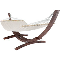 Amaca Da Giardino Con Supporto In Legno Robusto E Telo In Cotone Resistente Portata Max 150 Kg Ideale Per Esterno Terrazzo Balcone Piscina Design Moderno Magelang 320 x 100 x 100 Cm Colore Beige