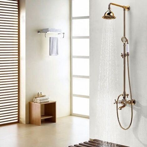 Colonne de douche traditionnel finition or en forme de cloche