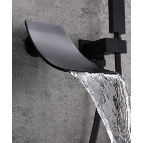 Robinet mitigeur de baignoire cascade à encastrer Noir - Matera