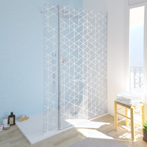 Paroi de douche fixe Single sérigraphié Géometrique - 110 cm (1/5)