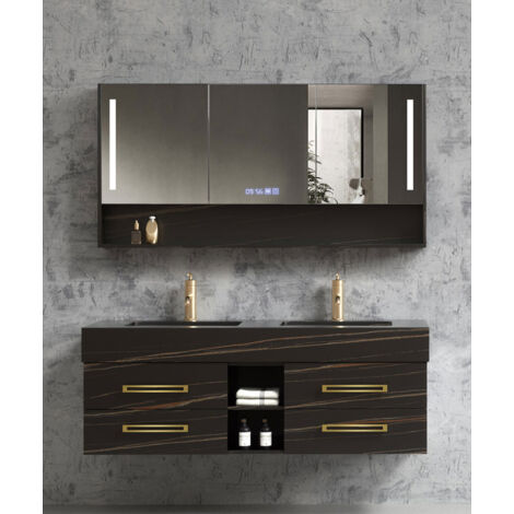 Meuble de salle de bain Noir Jaipur - 150 cm (1/5)