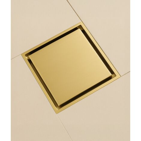 Kroos – Siphon de sol carré 100x100mm – Sortie verticale 40,5mm – Laiton durable – Réversible pour finition carrelée ou visible